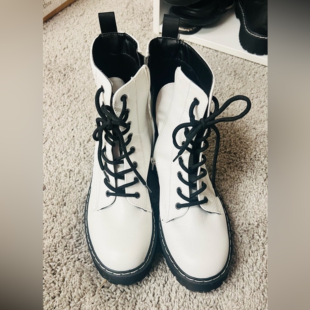 White Combat Boots